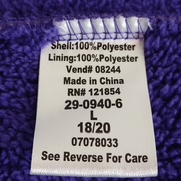 Totes Women's Purple Long Sleeve Fleece Full Zip Up Hooded Jacket Size Large - Picture 9 of 9